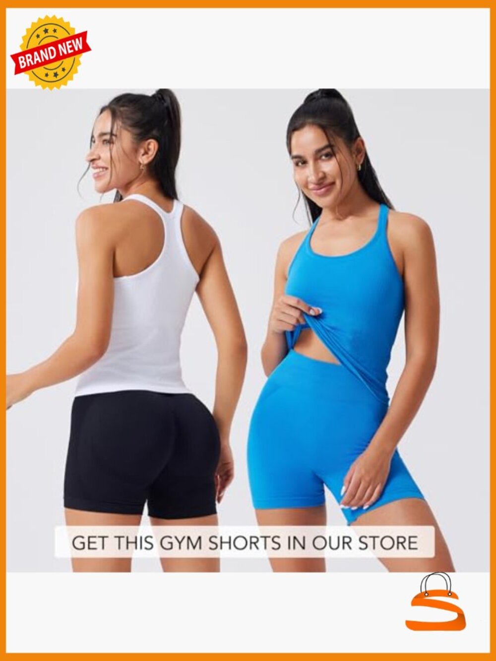Ribbed Seamless Crop Tank Top with Built-in Bra Racerback - Picture 4 of 6